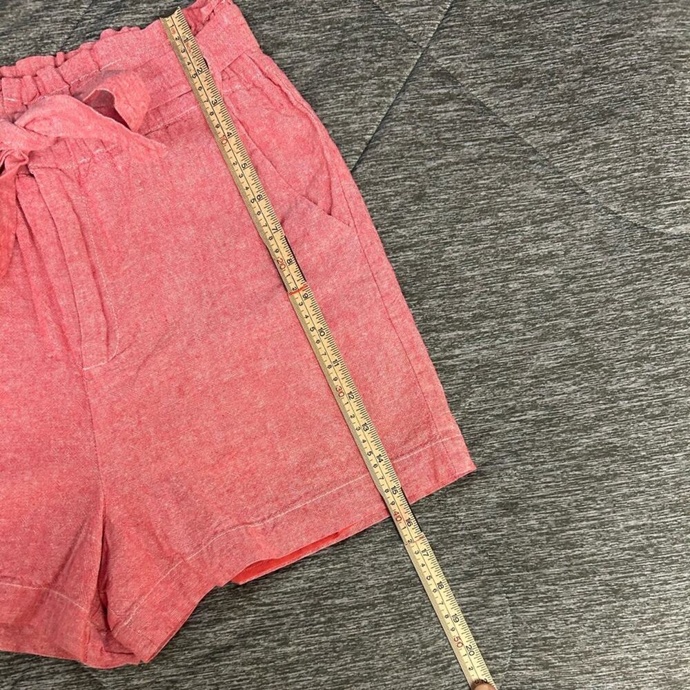 Draper James RSVP Linen Blend Paperbag Waist Shorts Coral Pink Tie Waist Size S - Picture 4 of 9